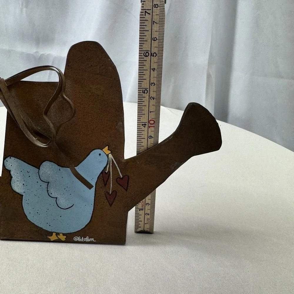 DCC Blue Birds Signed‎ By Pat Olson Rusty Watering Can Plaque Original Tags EUC